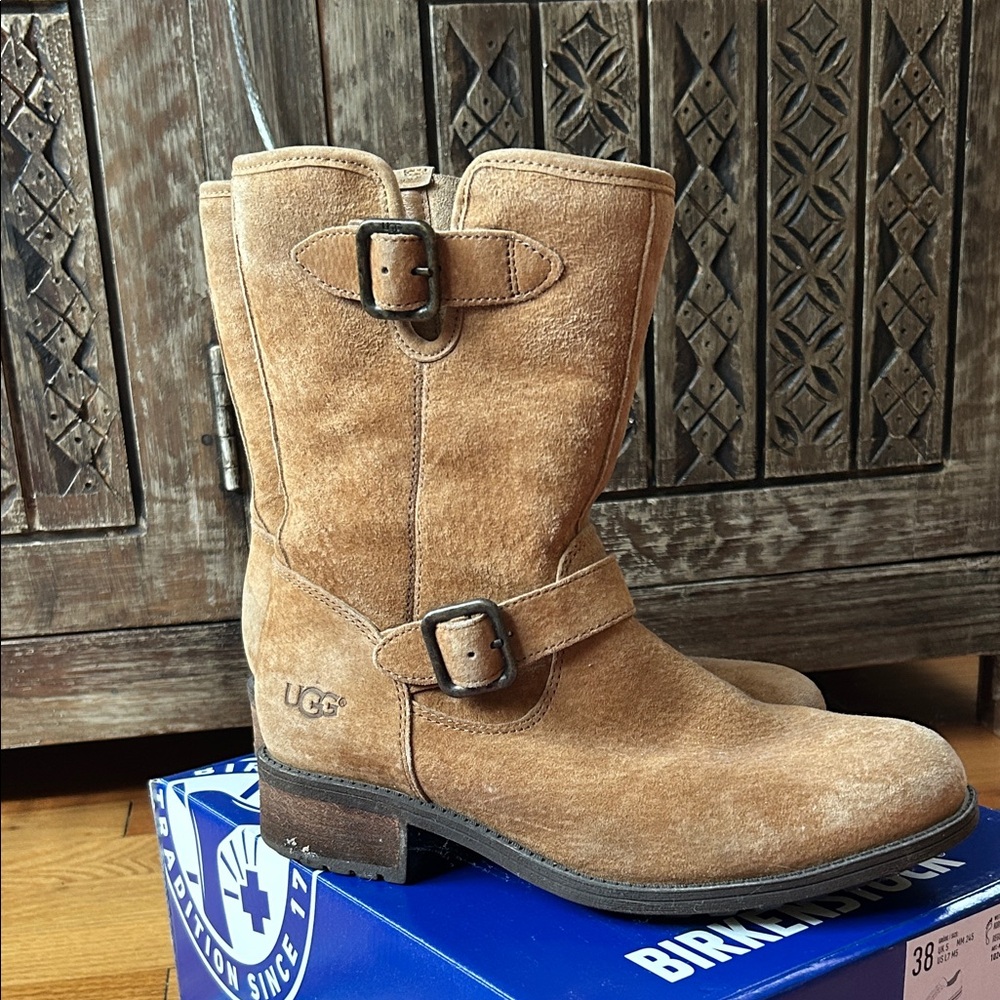 UGG Brown Suede Buckle Boots
